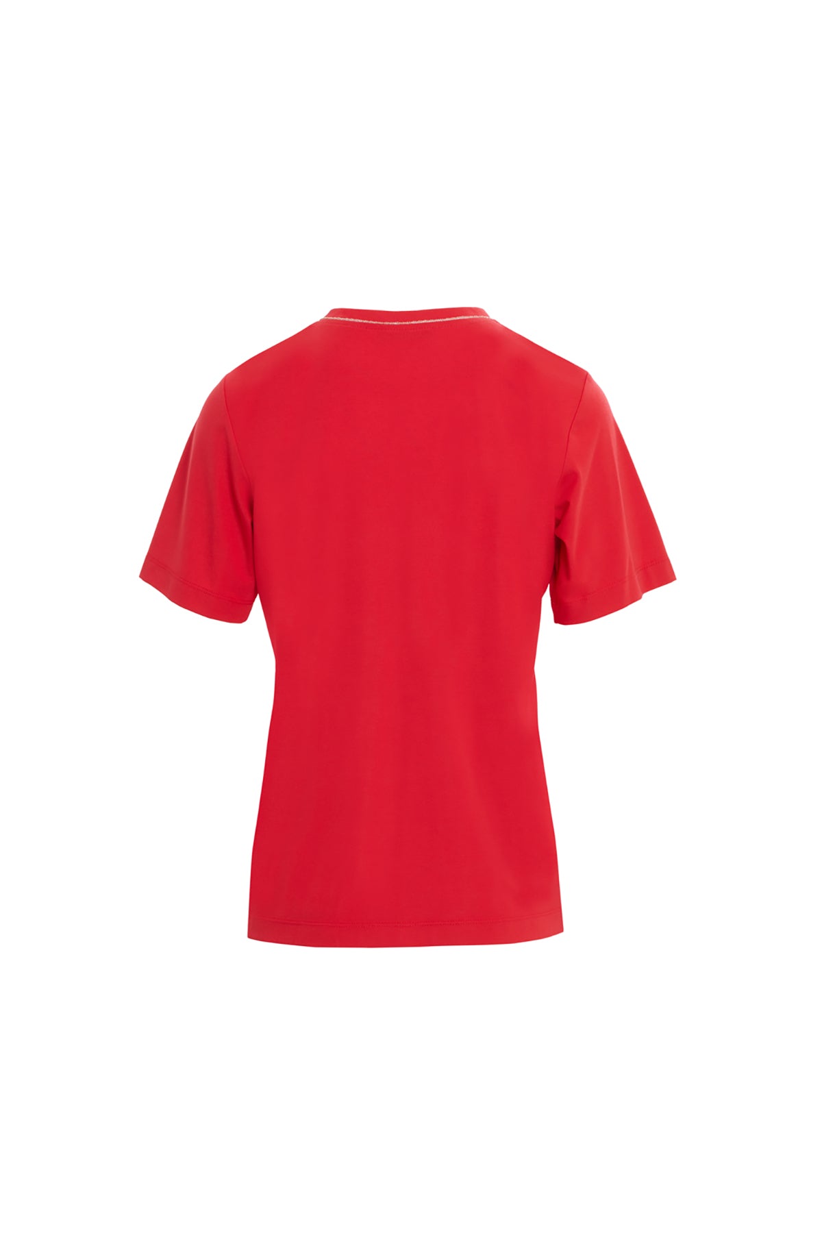 V Yaka Şerit Aksesuar Detaylı Örme T-shirt