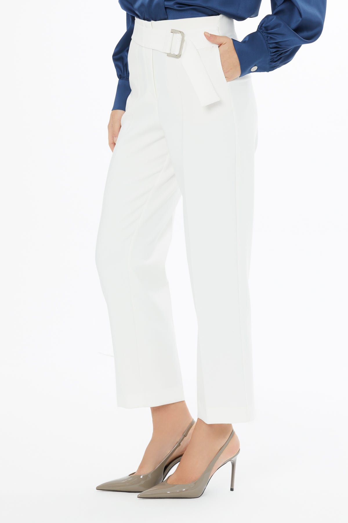 Toka Detaylı Yüksek Bel Pantolon