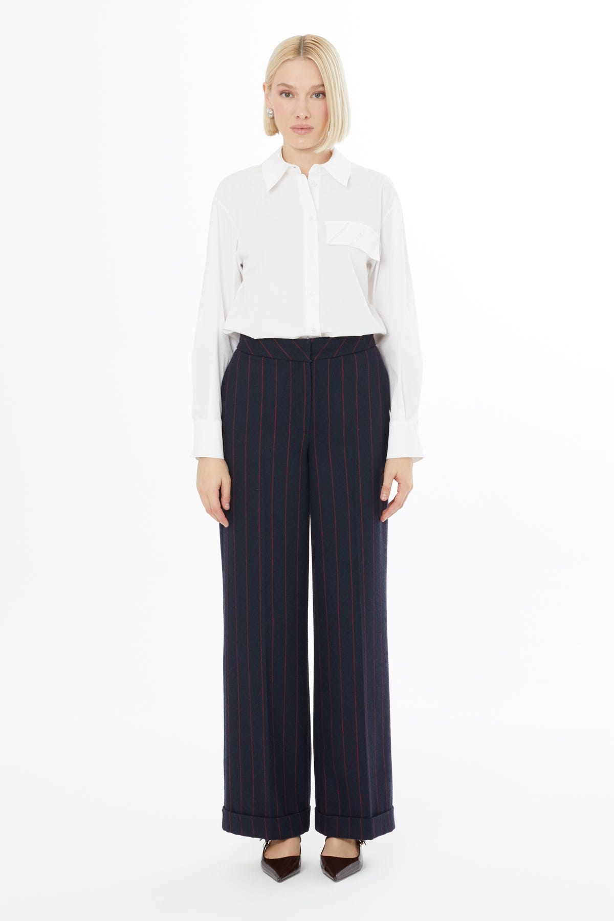 Fermuar Ve Agraf Kapamalı Duble Paçalı Pantolon