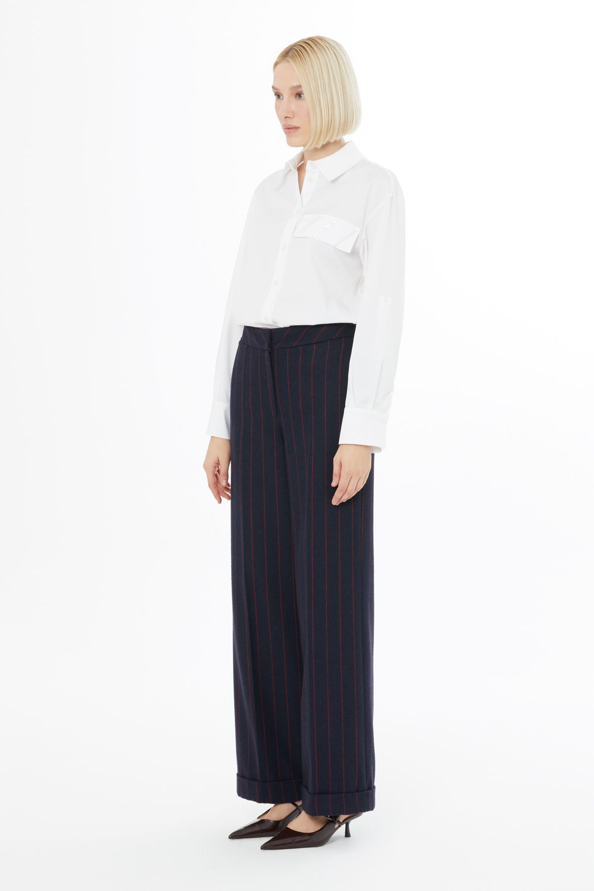 Fermuar Ve Agraf Kapamalı Duble Paçalı Pantolon