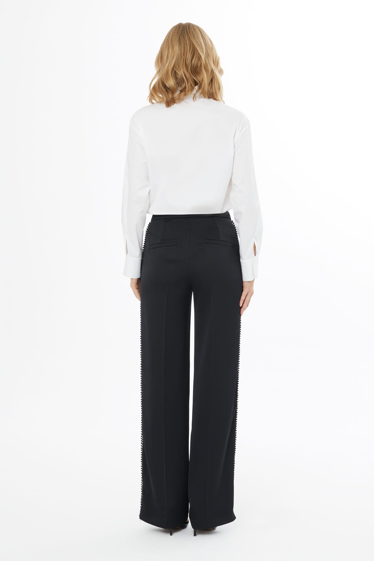 Şerit Aksesuarlı Agraf Kapamalı Pantolon