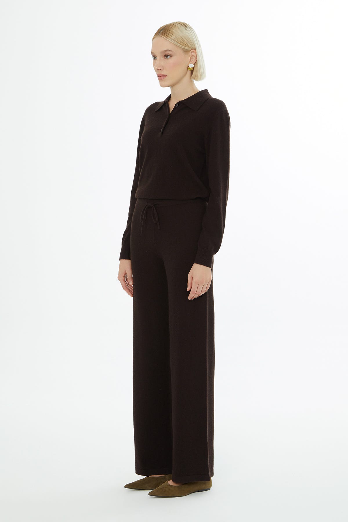 Belinde Kendi Kumaşından Triko Pantolon