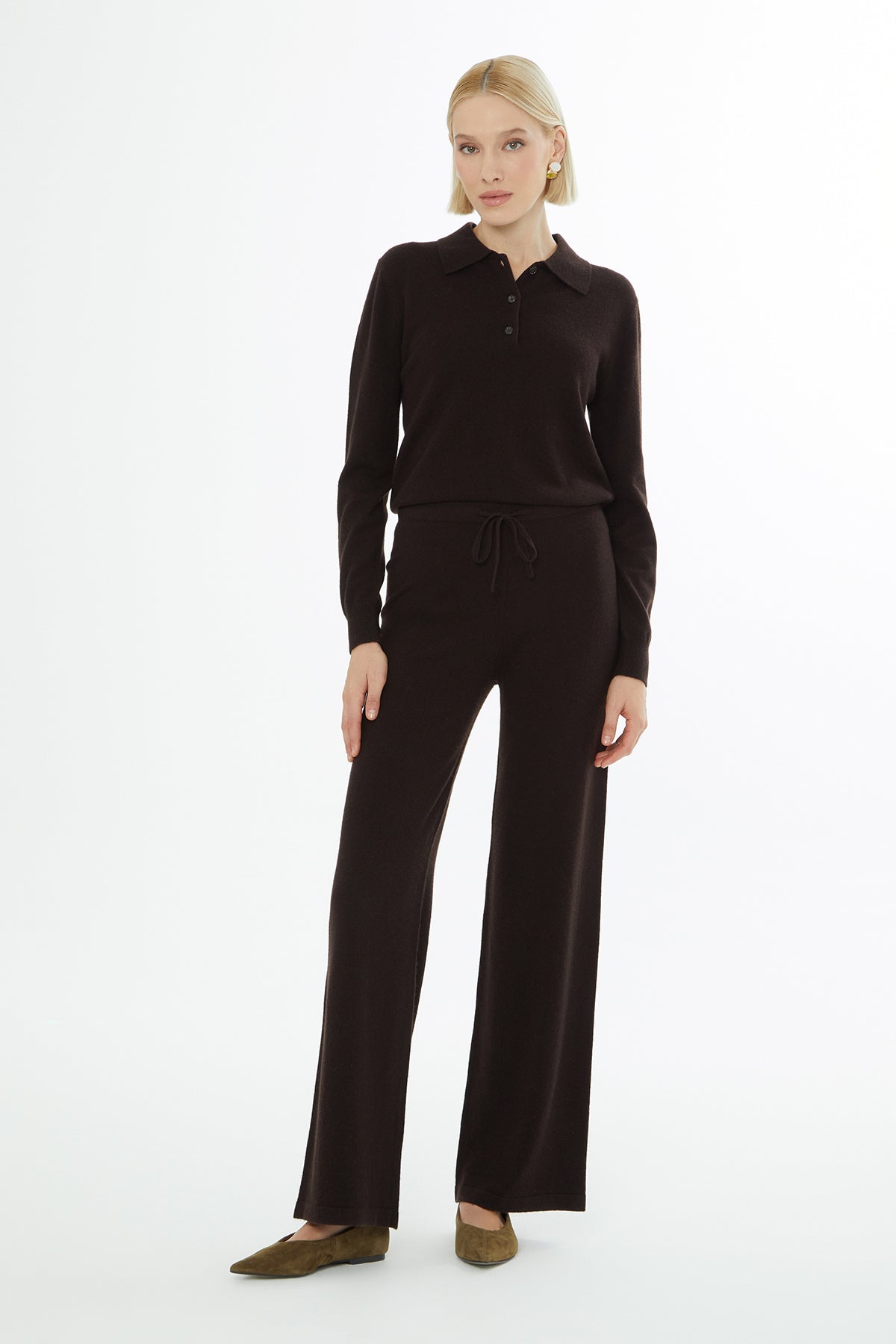 Belinde Kendi Kumaşından Triko Pantolon