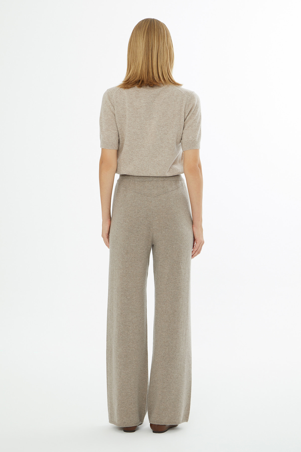 Beli Lastikli Geniş Paça Triko Pantolon