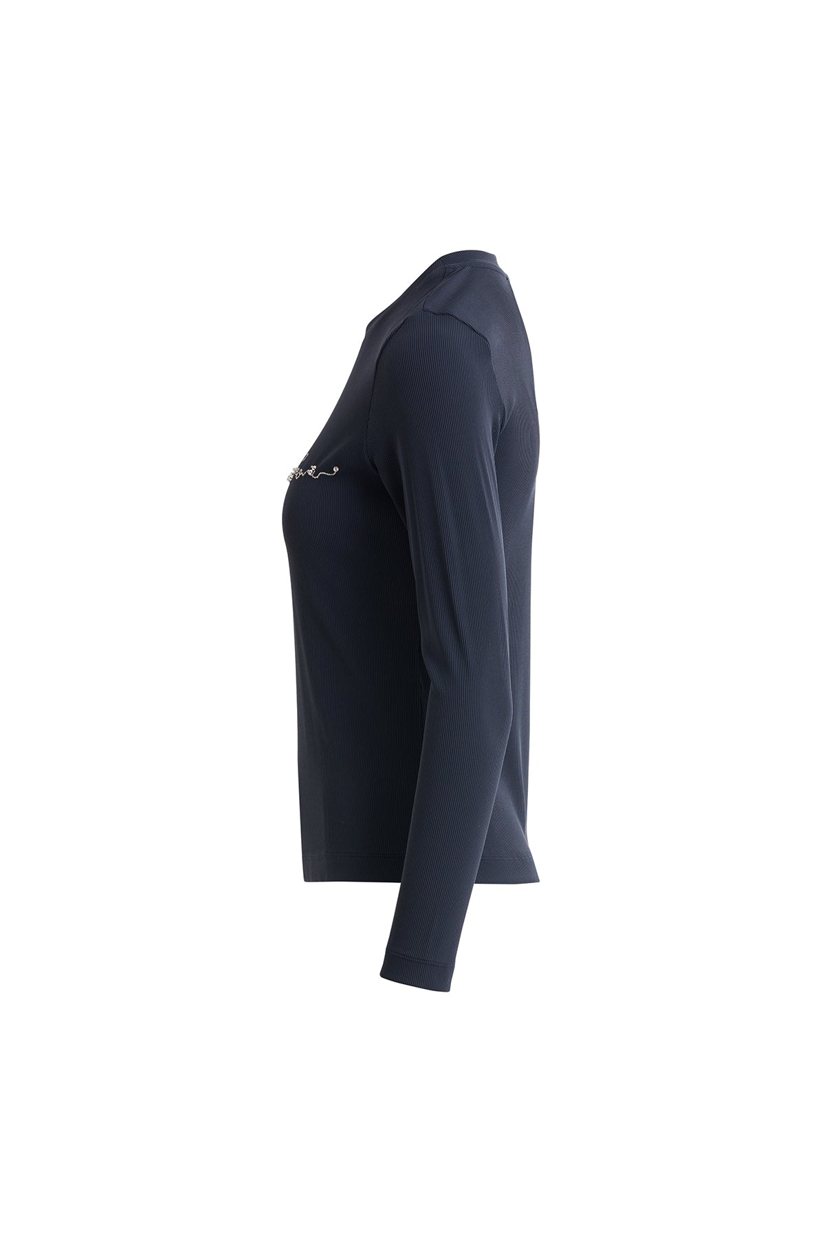 Simli Nakış Detaylı Ve İşlemeli Lcivert T-shirt