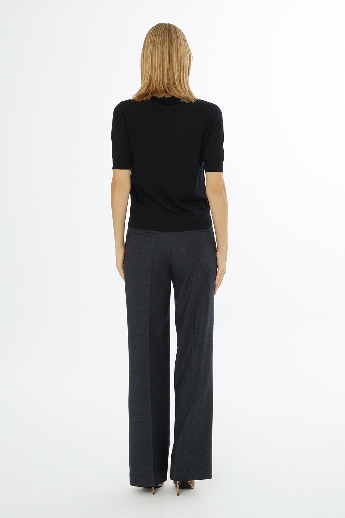 Polo Yaka Yün Karışımlı Triko Kazak