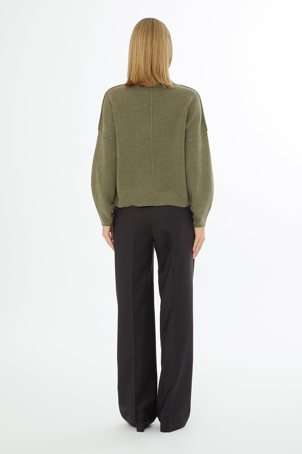 Boğazlı Uzun Kollu Yün Karışımlı Kazak