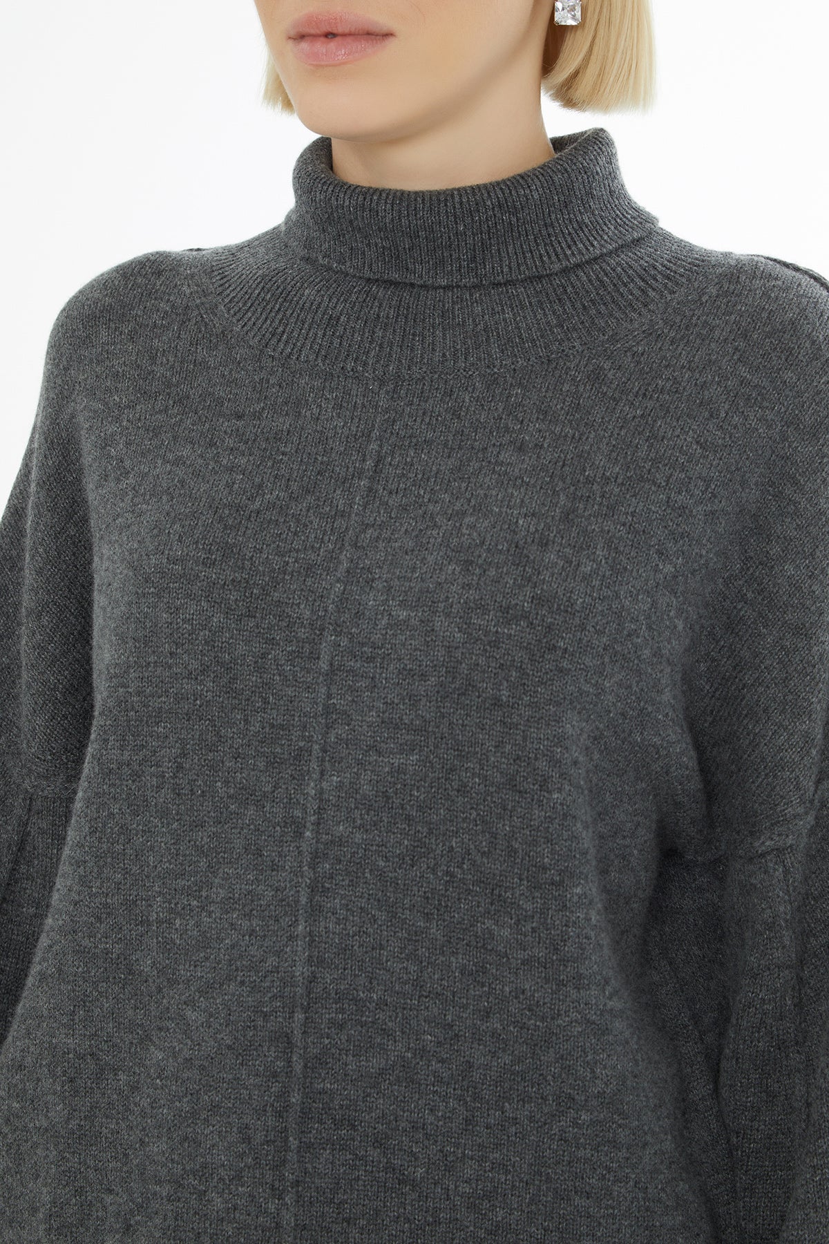 Boğazlı Uzun Kollu Yün Ve Kaşmir Karışımlı Kazak