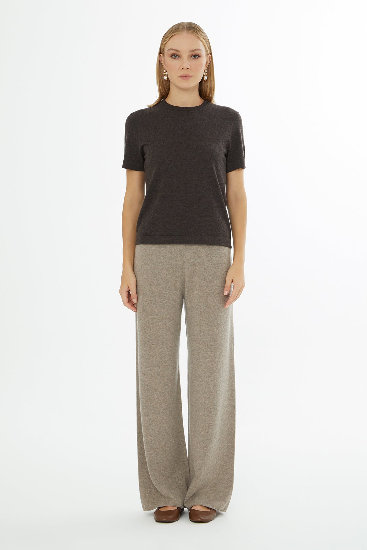 Yuvarlak Yaka Kısa Kollu Triko Bluz