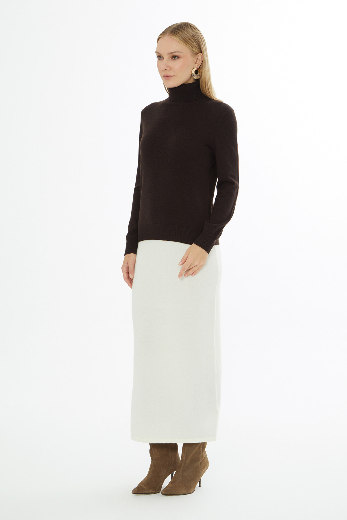 Boğazlı Uzun Kollu Triko Kazak