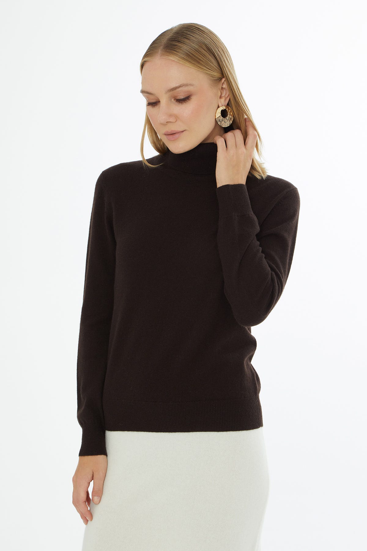 Boğazlı Uzun Kollu Triko Kazak