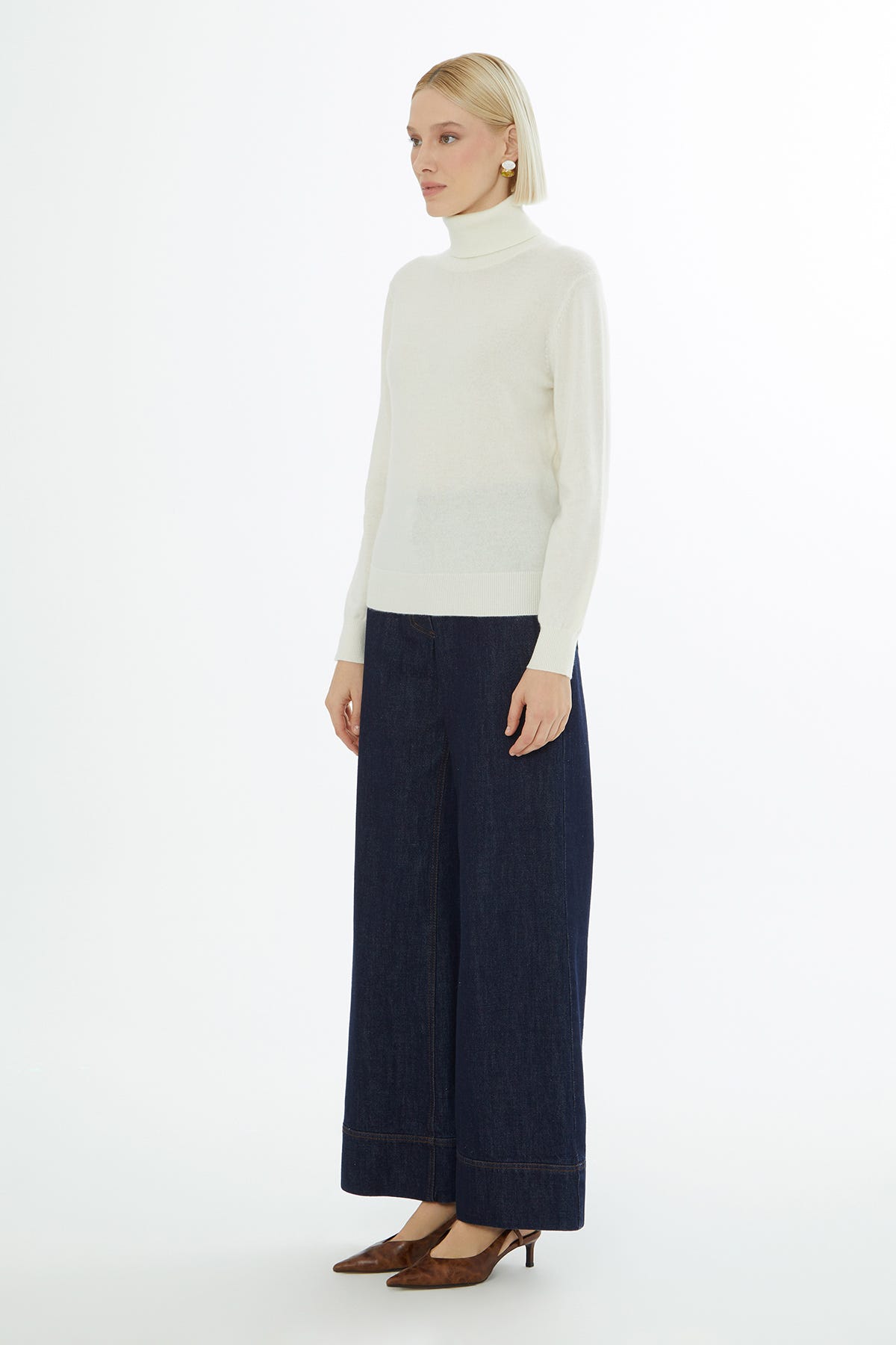 Boğazlı Uzun Kollu Triko Kazak