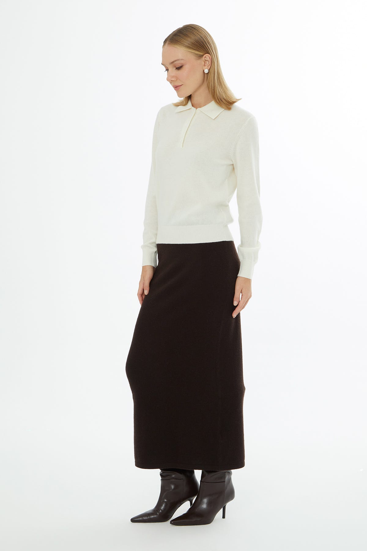 Gömlek Yakalı Düğme Kapamalı Kazak