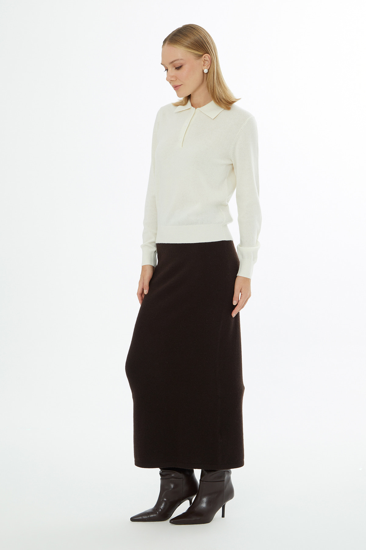 Gömlek Yakalı Düğme Kapamalı Kazak