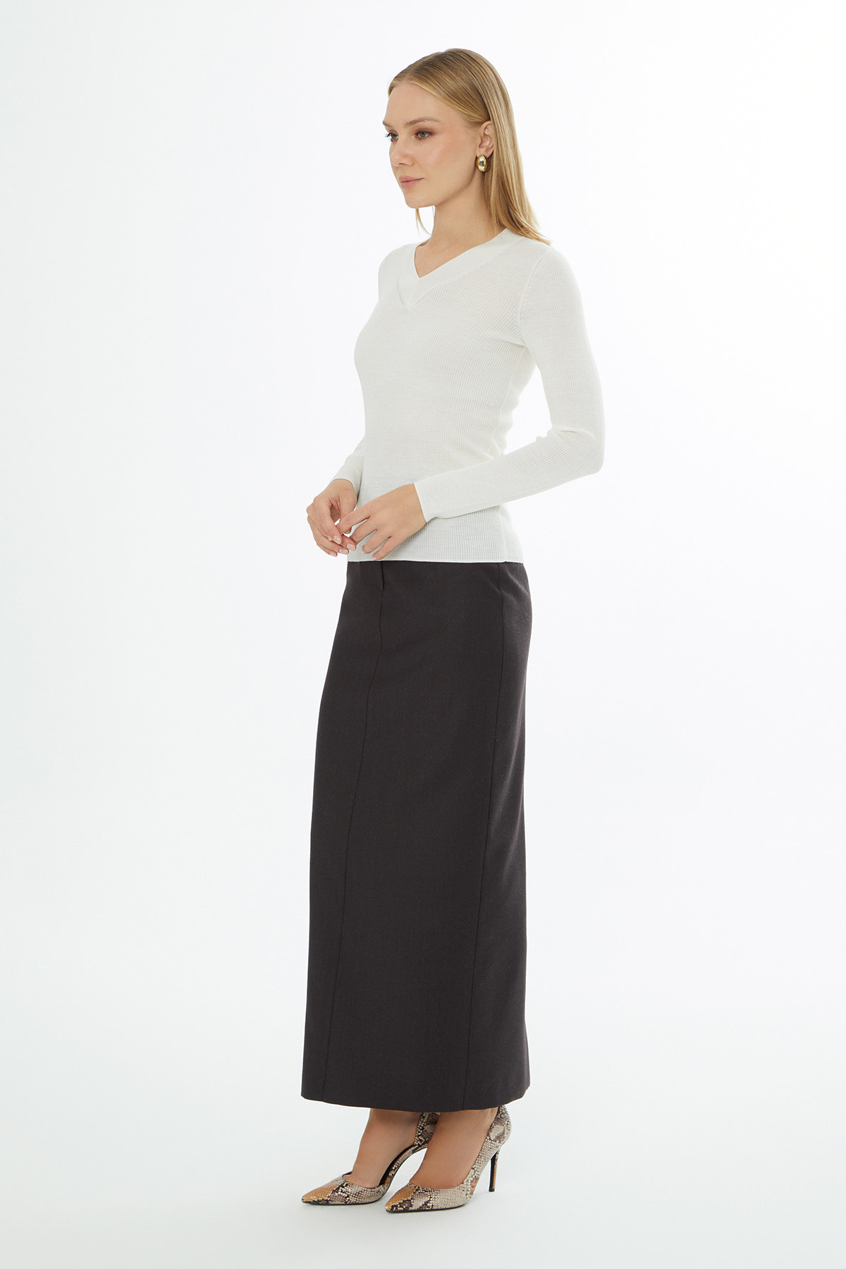 V Yaka Uzun Kollu Triko