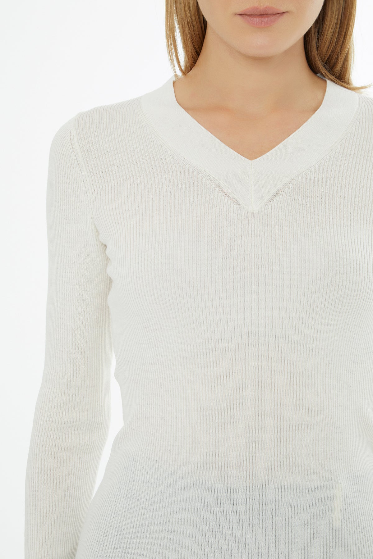 V Yaka Uzun Kollu Triko