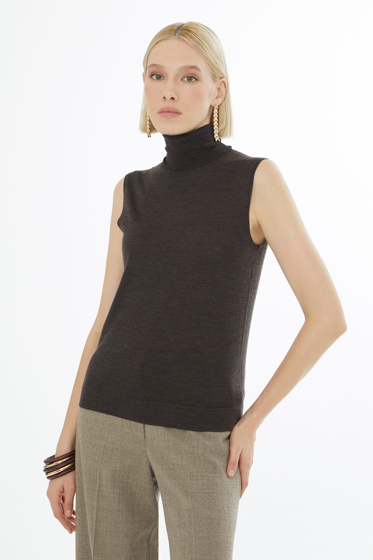 Boğazlı Yün Karışımlı Triko