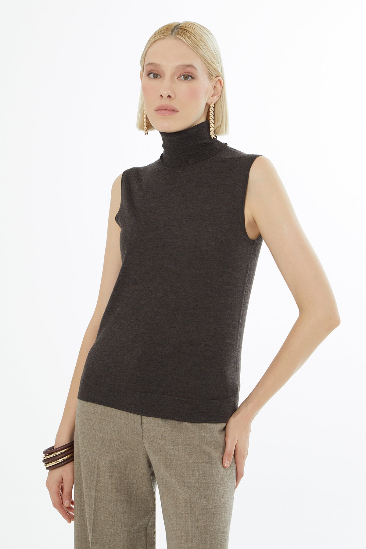 Boğazlı Yün Karışımlı Triko