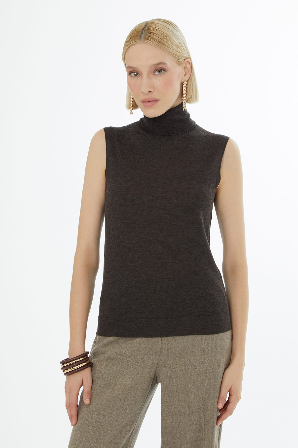 Boğazlı Yün Karışımlı Triko