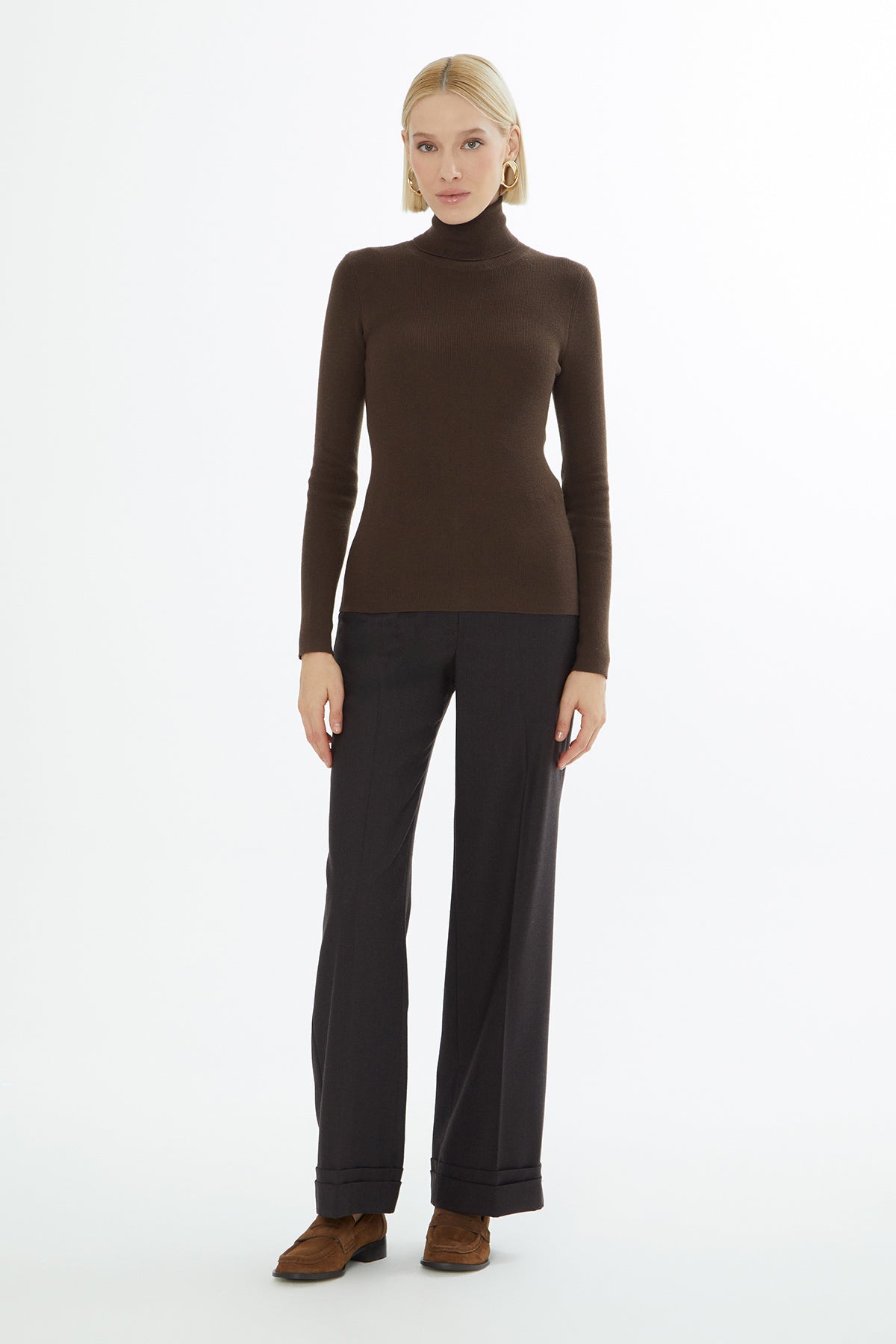 Boğazlı Kadın Yün Karışımlı Triko Kazak