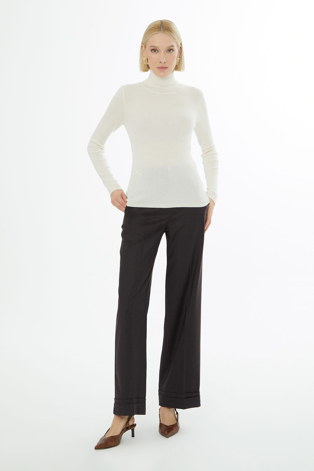 Boğazlı Kadın Triko Kazak