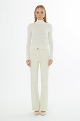 Boğazlı Ekru Triko Kazak