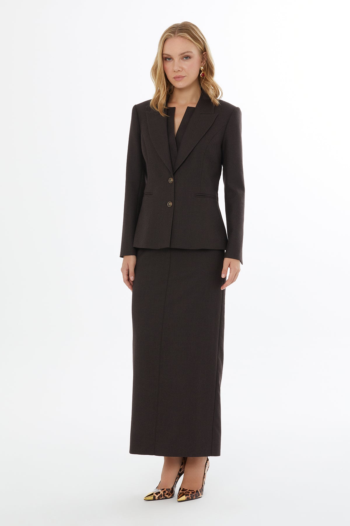 Önden Düğmeli Fileto Cepli Kadın Ceket