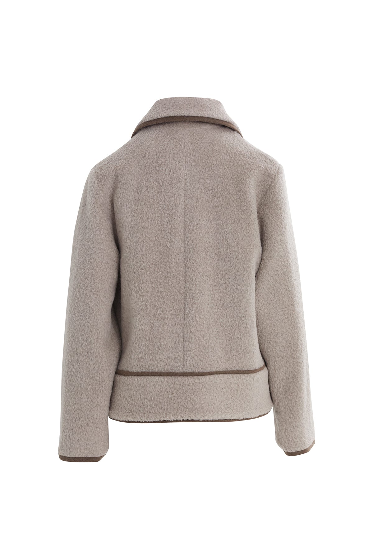 Biye Detaylı Gömlek Yaka Yünlü Mont