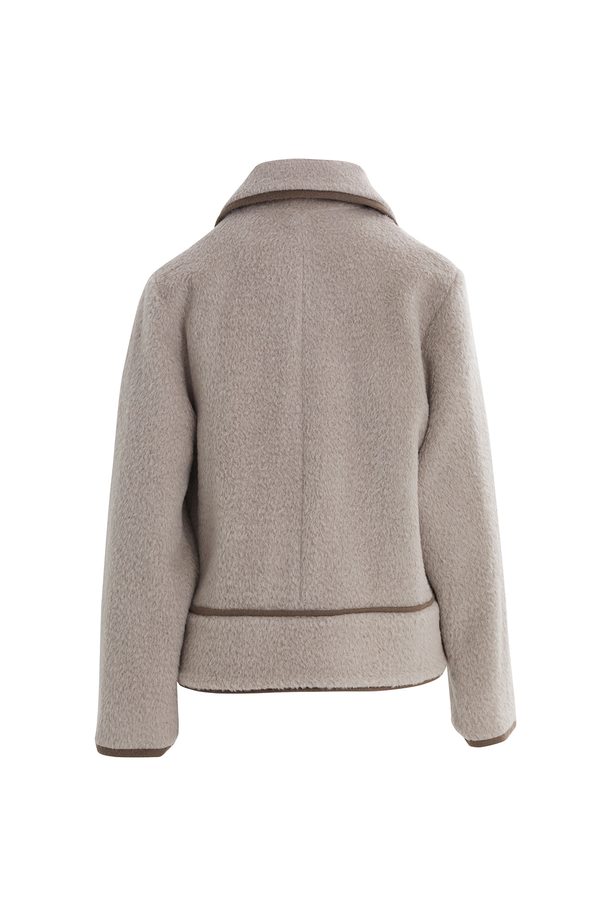 Biye Detaylı Gömlek Yaka Yünlü Mont