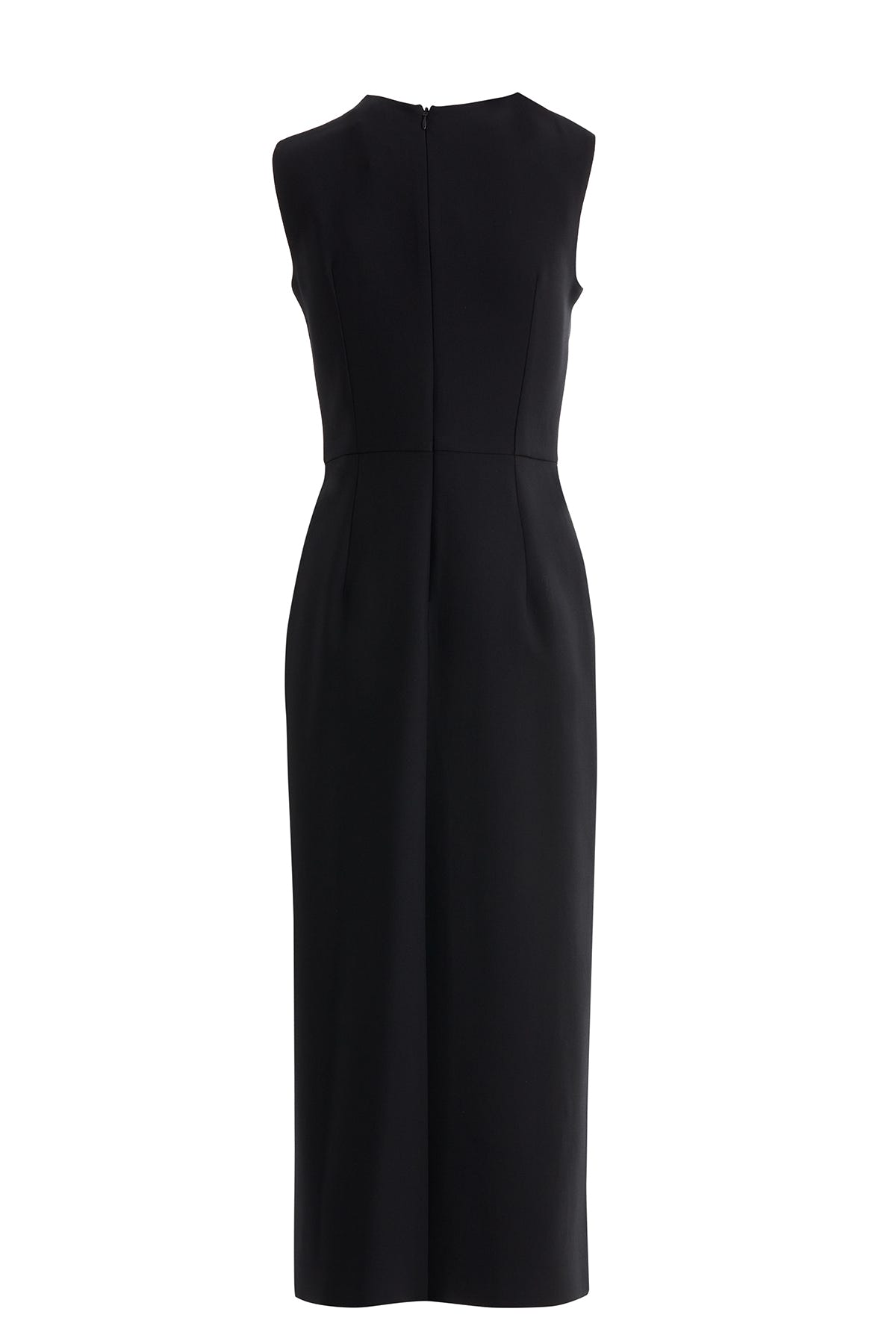 Omuzda Drepe Detaylı Yırtmaçlı Siyah Elbise