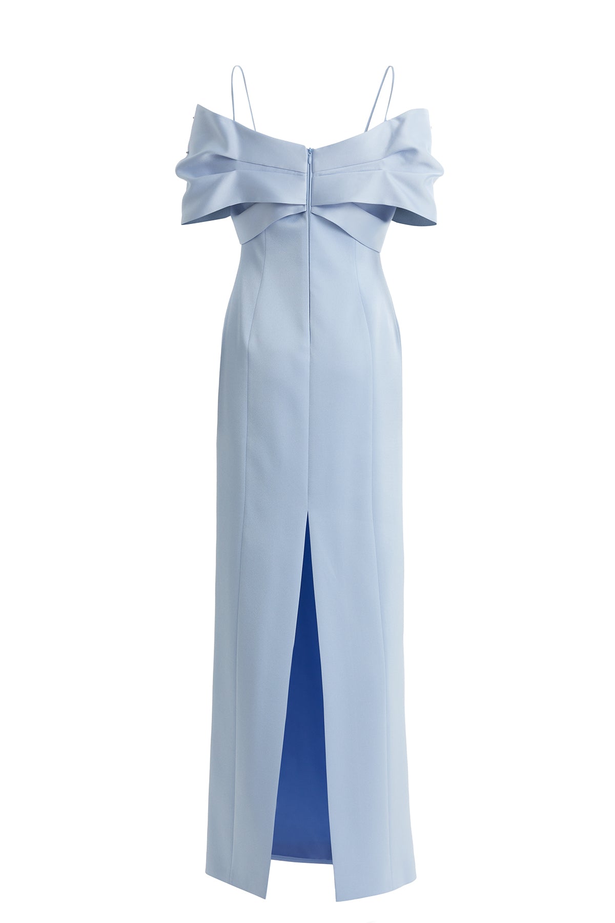 Taş İşlemeli Uzun Mavi Elbise