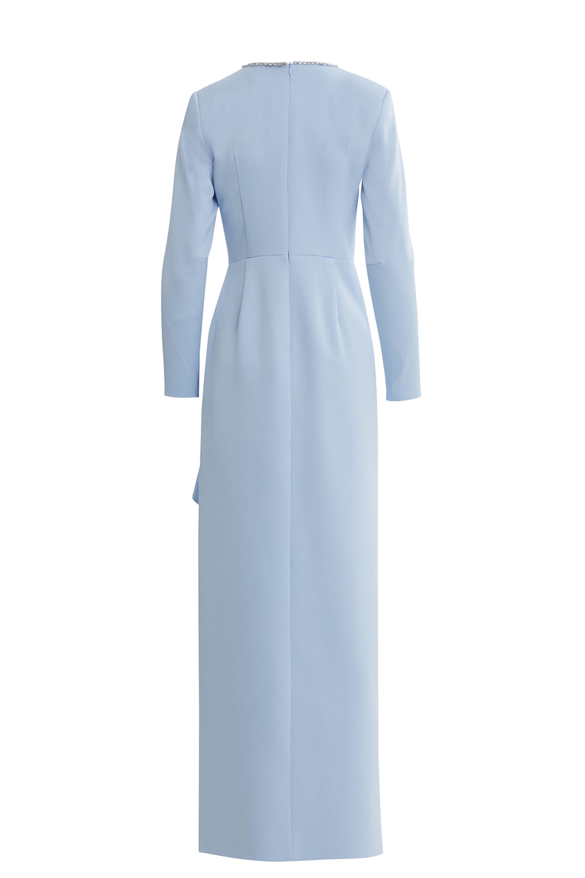 Volan Detaylı Taşlı Uzun Elbise