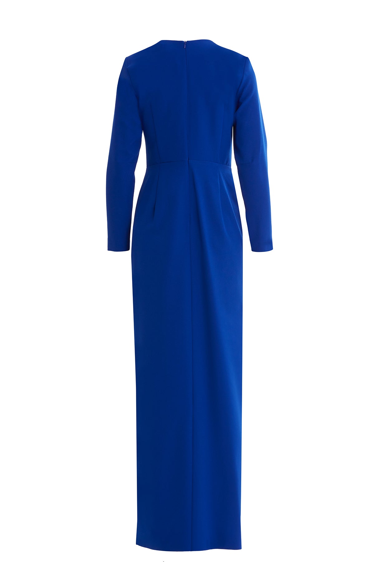 Vatkalı Dikme Aksesuarlı Lacivert Elbise