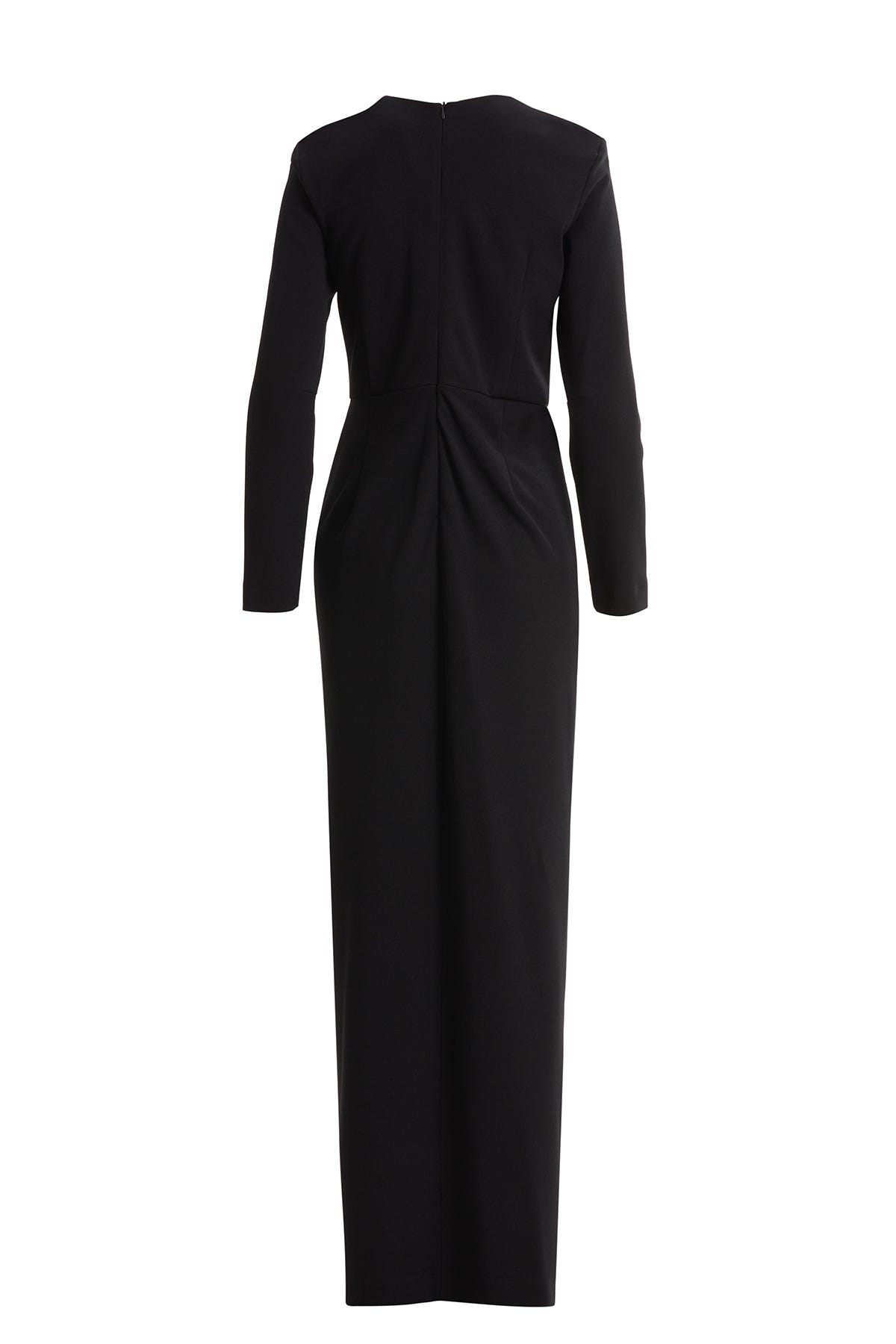 Vatkalı Dikme Aksesuarlı Siyah Elbise