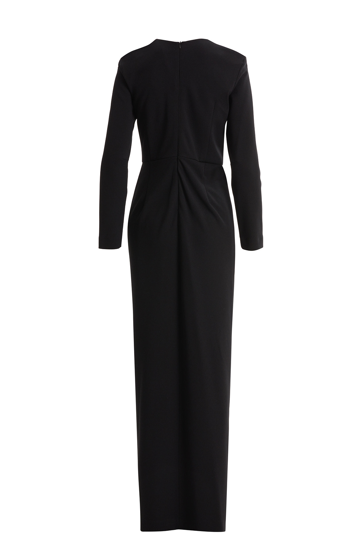 Vatkalı Dikme Aksesuarlı Siyah Elbise