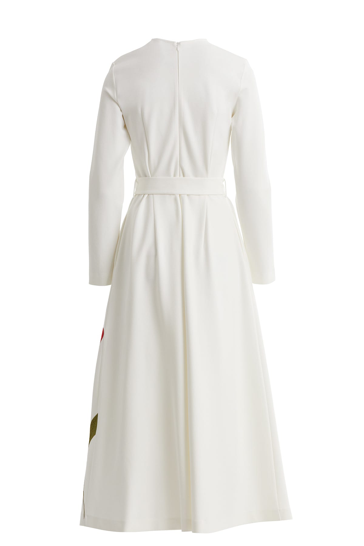 Kuşaklı Nakışlı ve İşlemeli Ekru Maxi Elbise