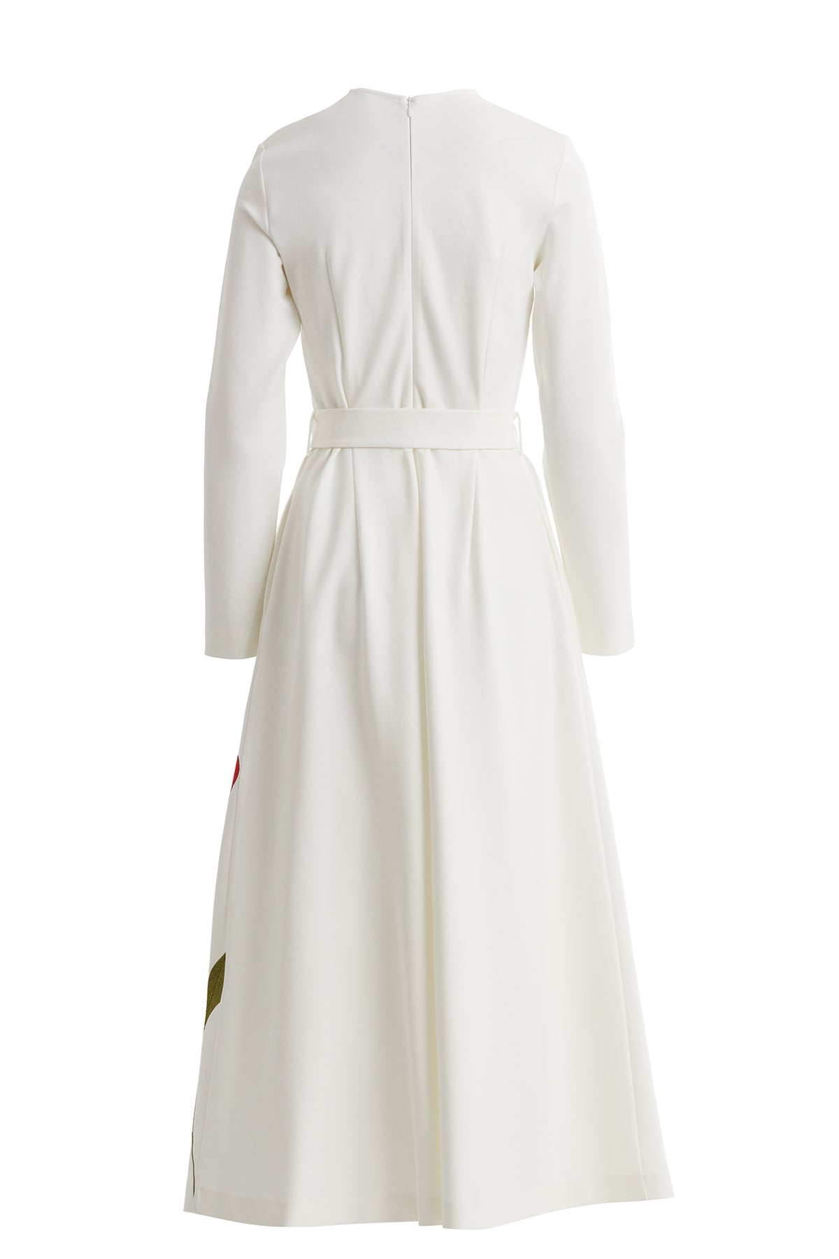 Kuşaklı Nakışlı ve İşlemeli Ekru Maxi Elbise