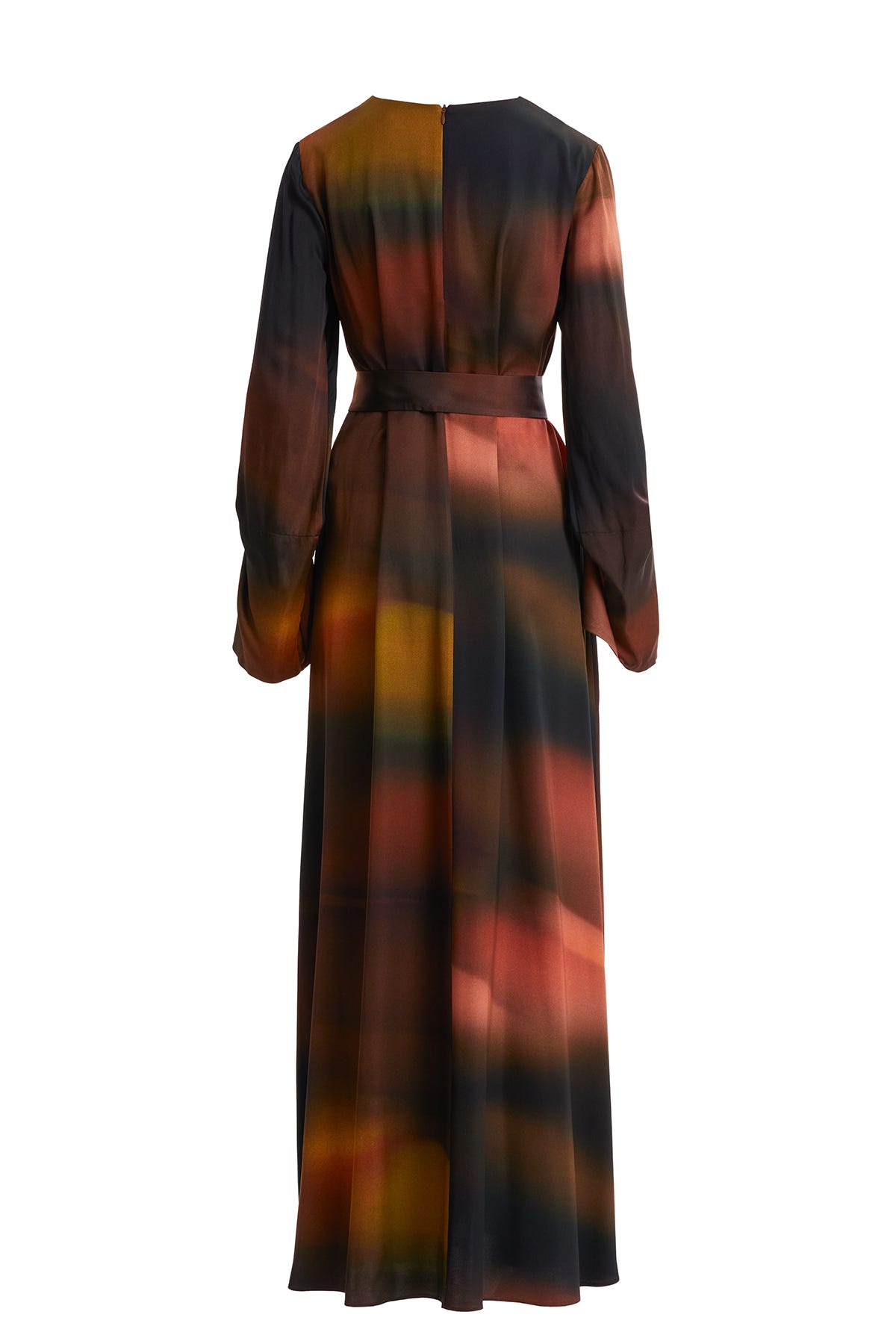 Kuşaklı Düğme İşlemeli Kahverengi Elbise