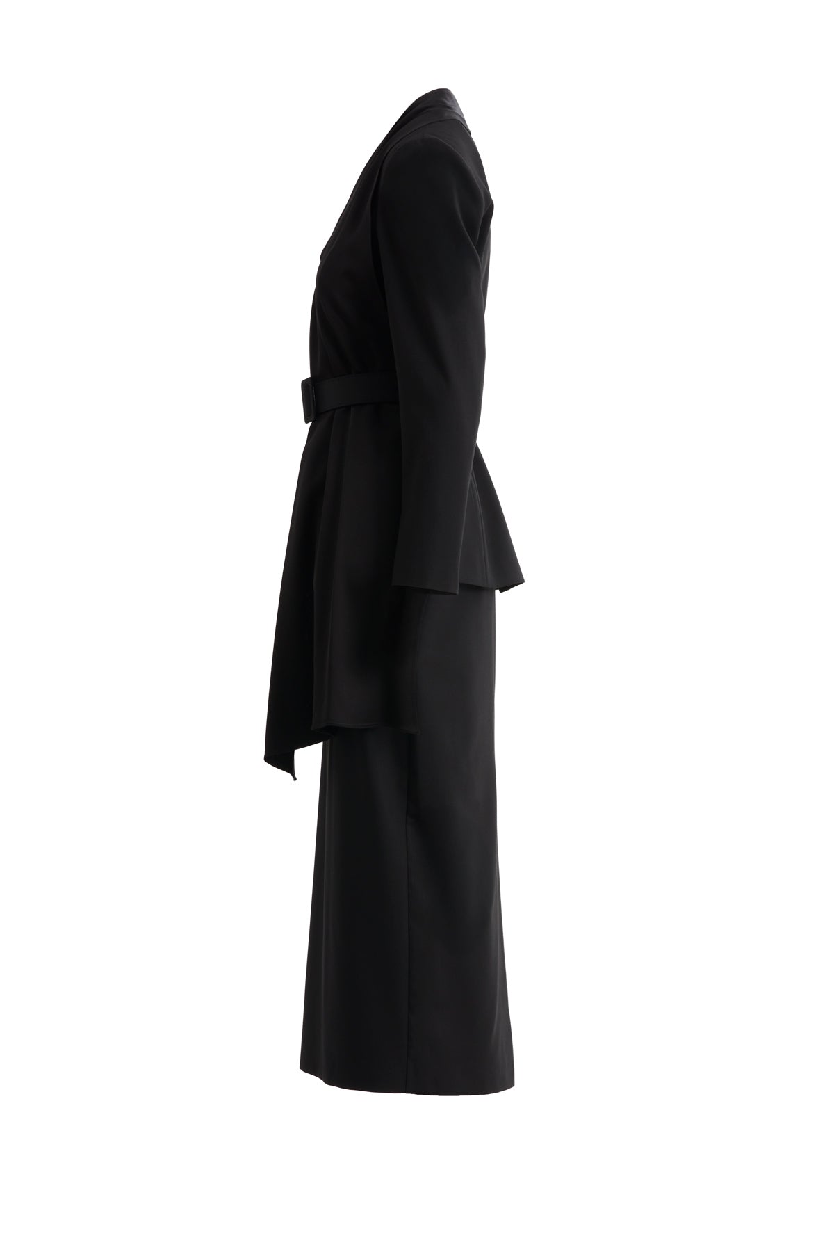 Şal Yaka Detaylı Ceket Ve Kalem Etekli Siyah Takım