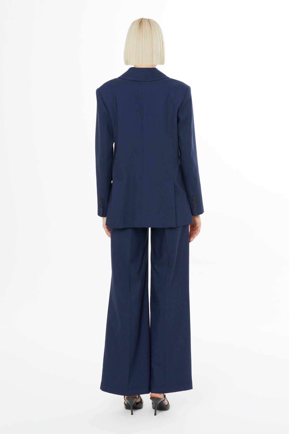 Çizgili Kruvaze Kapamalı Ceket Ve Pantolonlu Takım