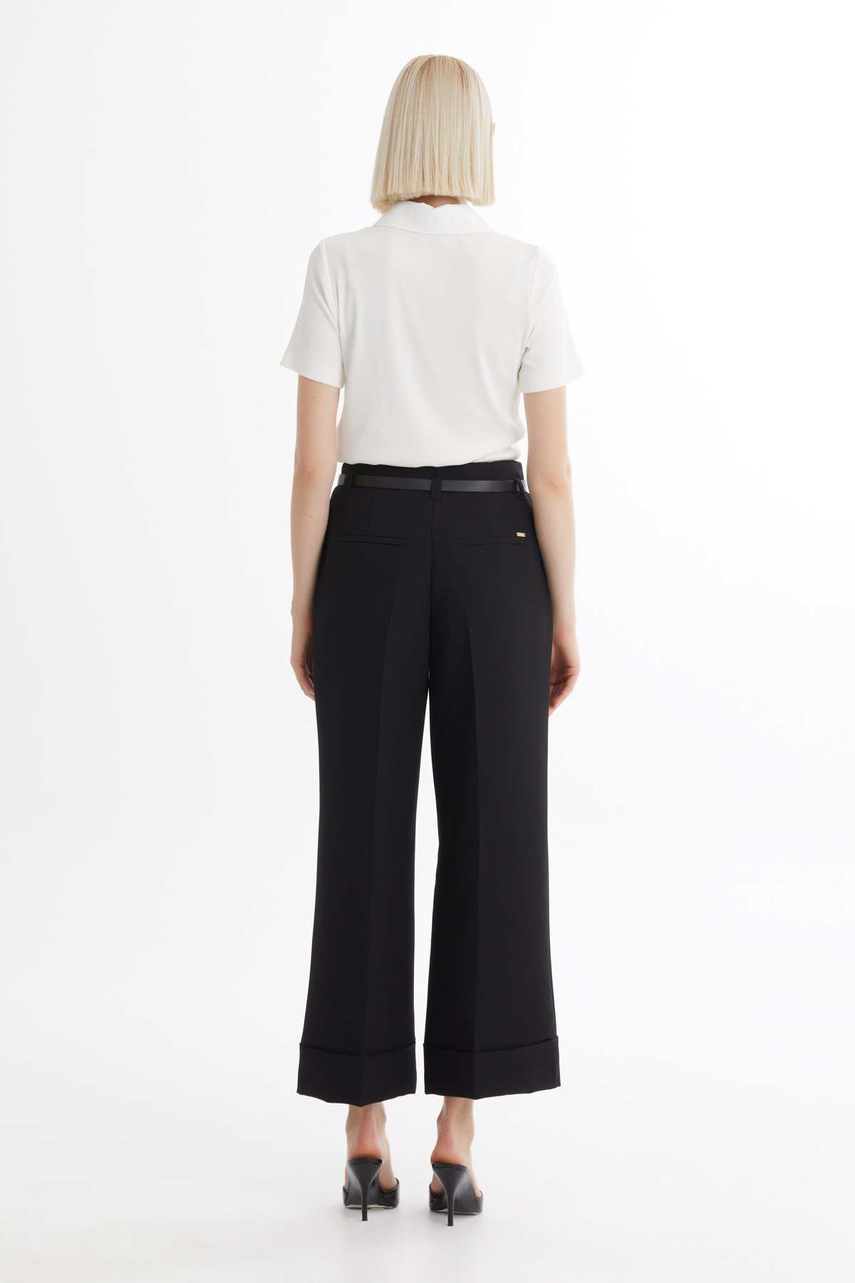 Double Paça Kemerli Pantolon