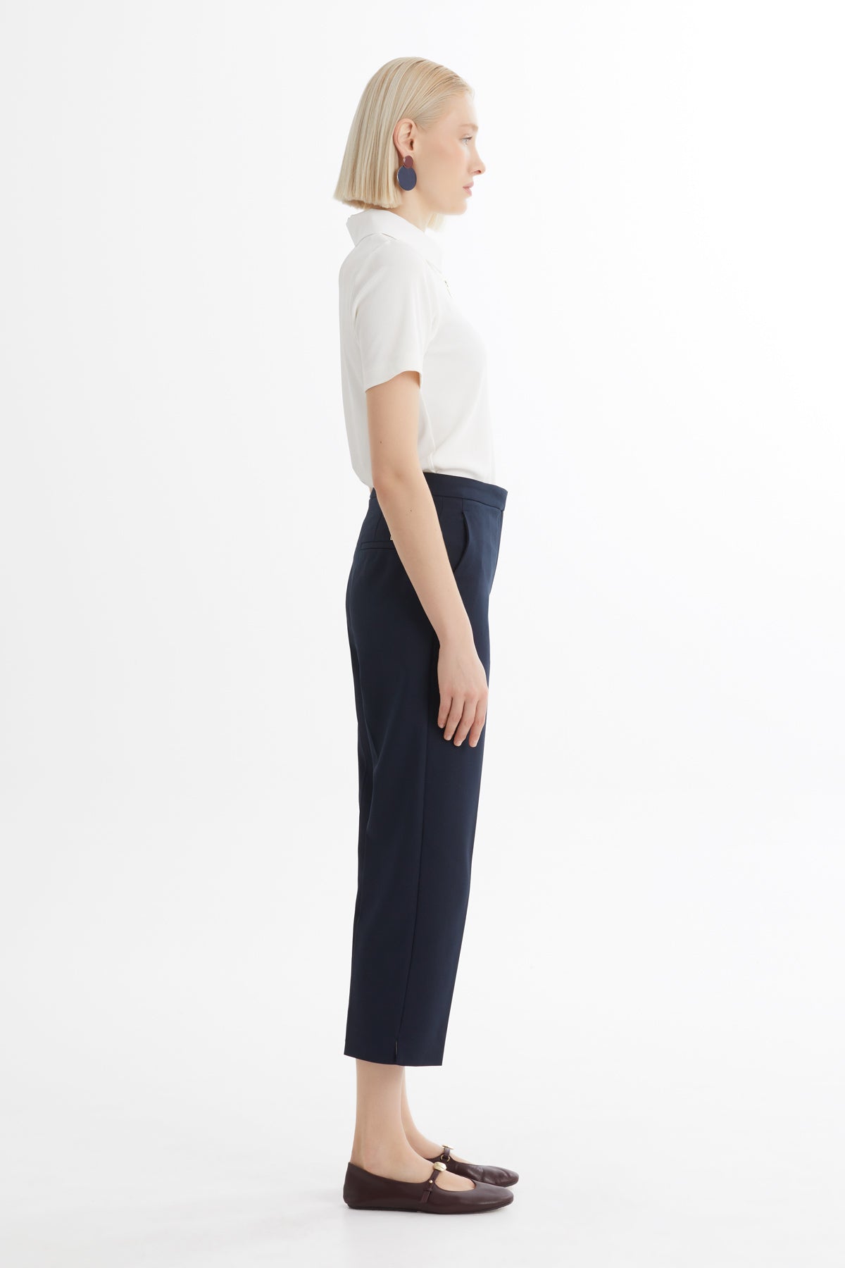 Fermuarlı Logolu Lacivert Havuç Pantolon