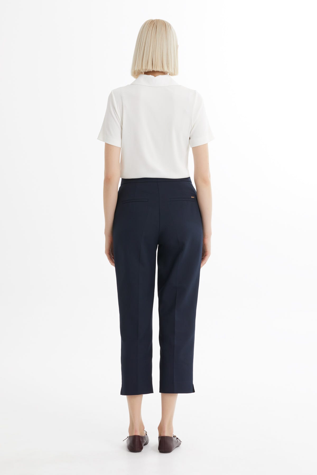 Fermuarlı Logolu Lacivert Havuç Pantolon