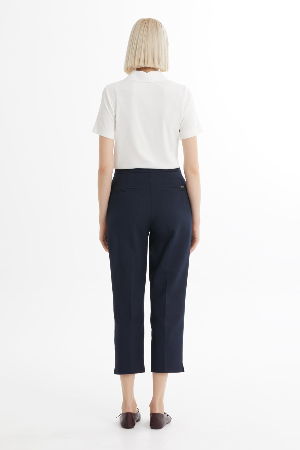 Fermuarlı Logolu Lacivert Havuç Pantolon