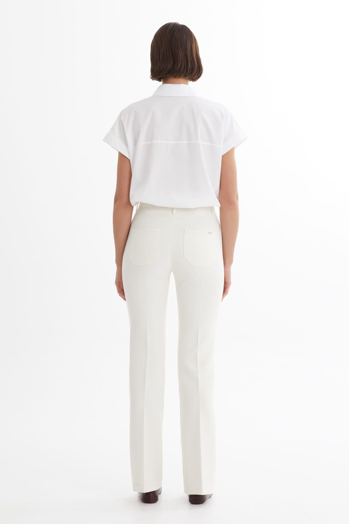 Nervür Dikişli Ekru Pantolon