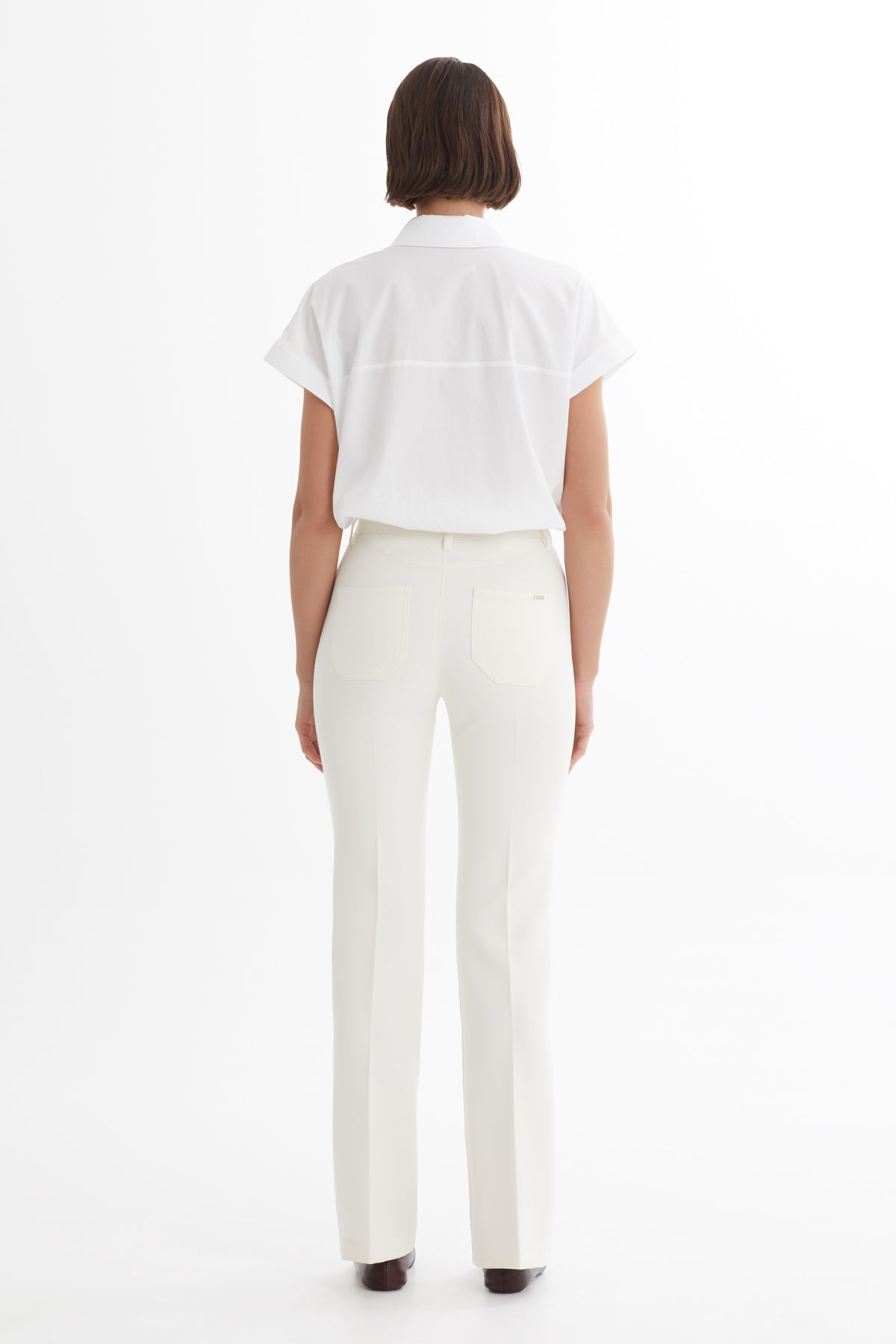 Nervür Dikişli Ekru Pantolon