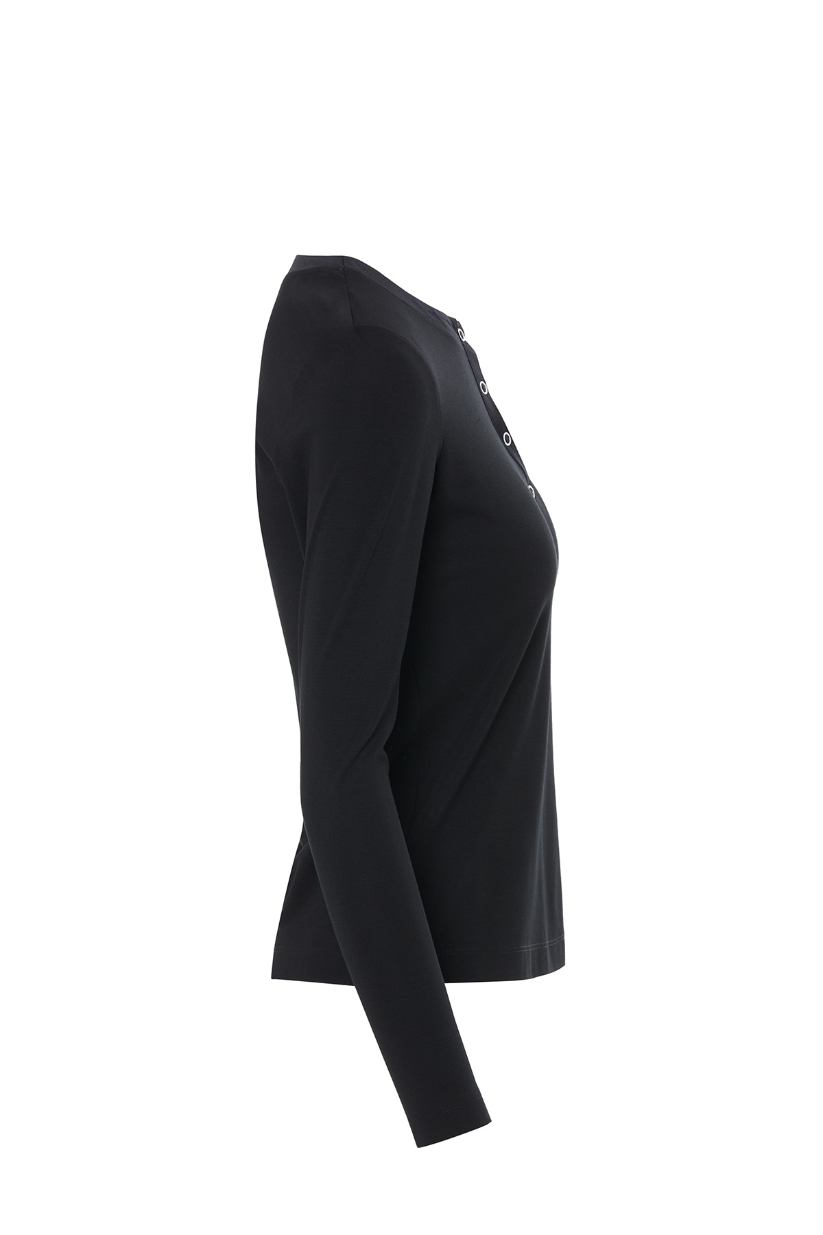 Ön Pat Çıtçıtlı Uzun Kol T-Shirt