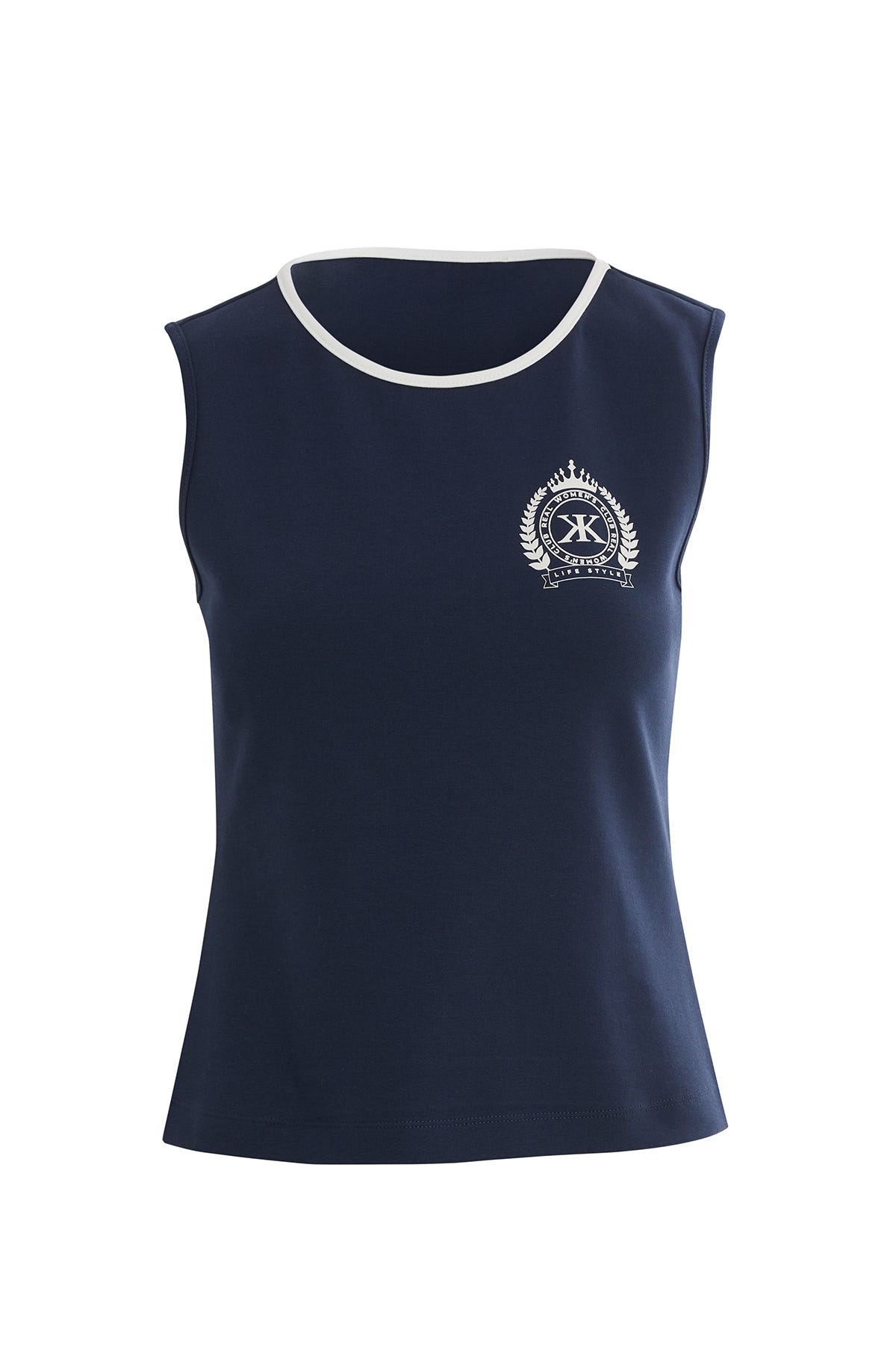 Kolsuz Bisiklet Yaka Lacivert T-shirt