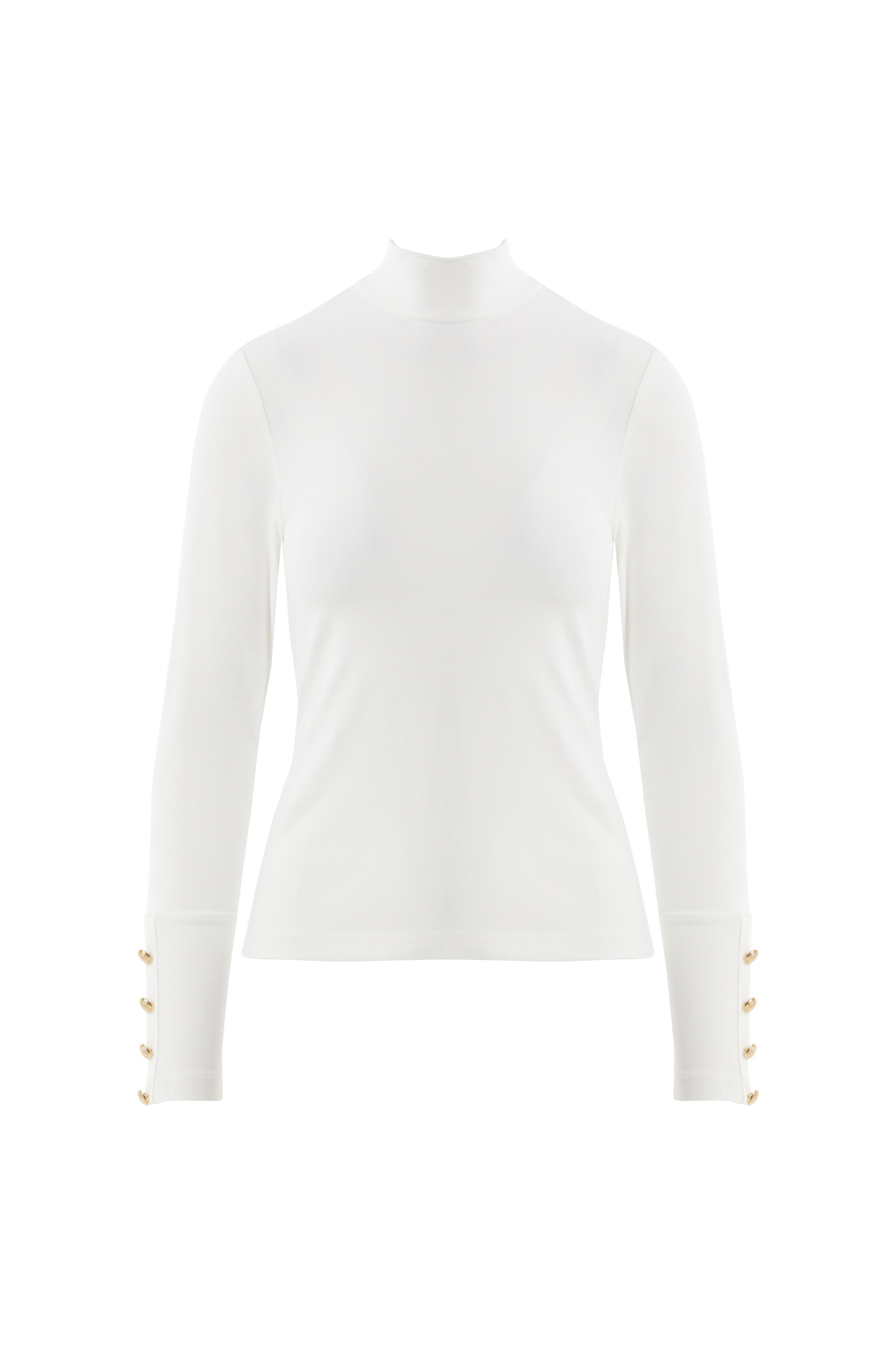 Kol Düğmeli Boğazlı Ekru Kazak