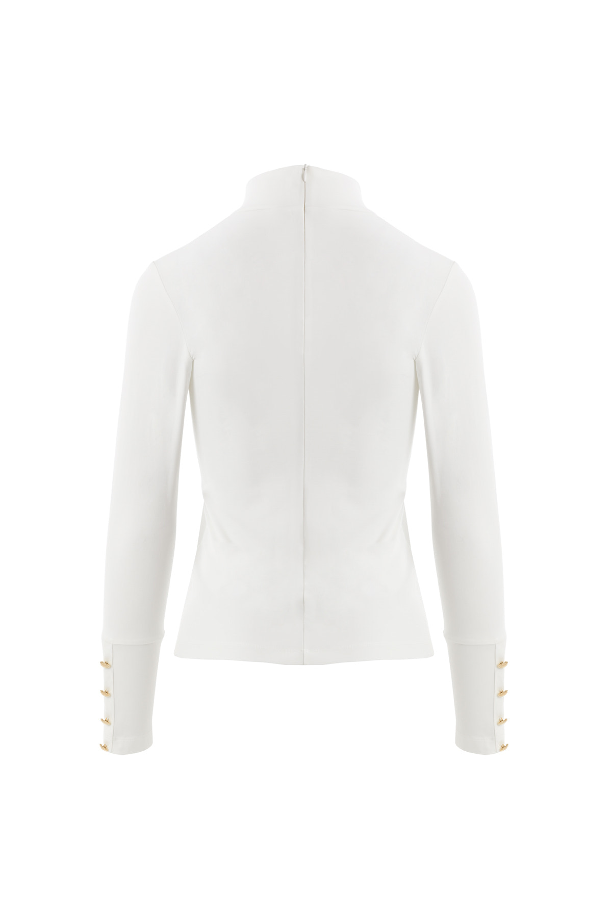 Kol Düğmeli Boğazlı Ekru Kazak